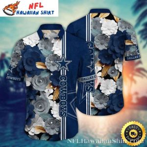 Dallas Cowboys Monochrome Tropical Flowers Hawaiian Shirt – Elegant Team Style