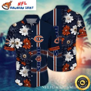 Dark Floral Stripes – Chicago Bears Hawaiian Shirt