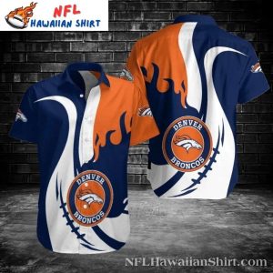 Denver Broncos And Flames Dual-Tone Hawaiian Shirt