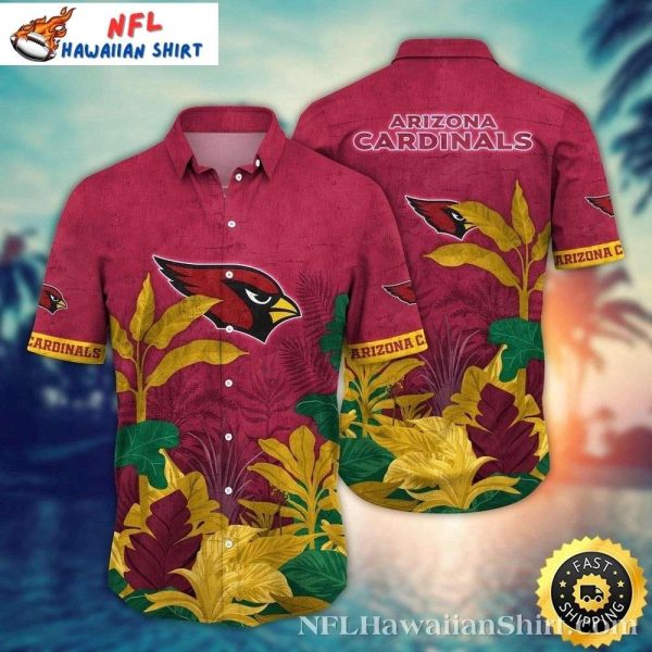 Desert Flora Elegance – Cardinals Maroon Tropical Leaves Hawaiian Shirt