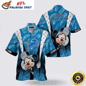 Detroit Lions Hawaiian Shirt With Mickey Mouse Design