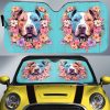 Dog Pitbull Floral Car Sunshade Custom Car Accessories