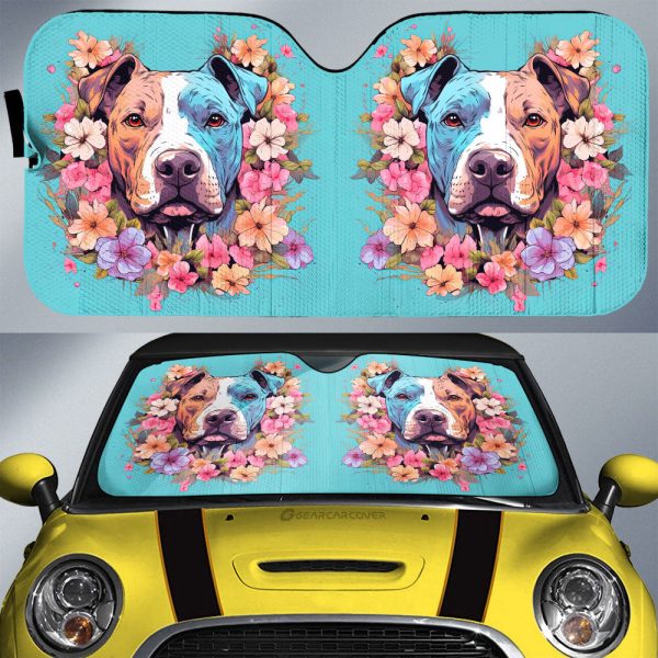 Dog Pitbull Floral Car Sunshade Custom Car Accessories