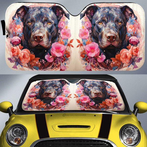 Dog Pitbull Floral Car Sunshade Custom Car Accessories