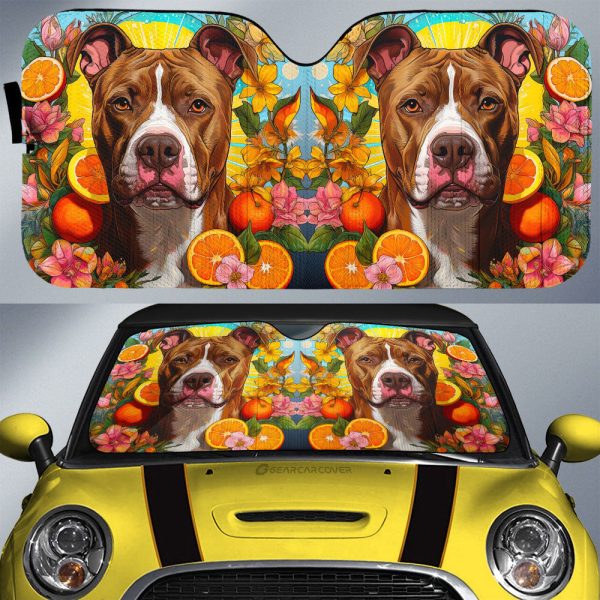 Dog Pitbull Floral Car Sunshade Custom Car Accessories