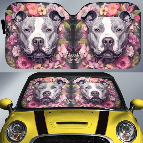 Dog Pitbull Floral Car Sunshade Custom Car Accessories