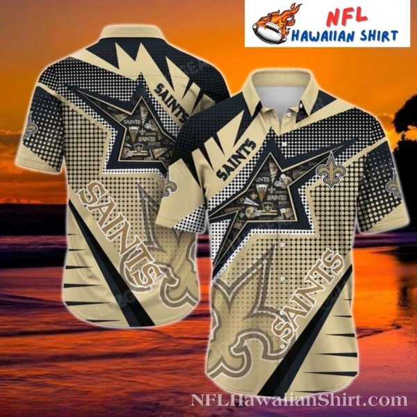 Dynamic Saints Geometric And Starburst New Orleans Hawaiian Shirt