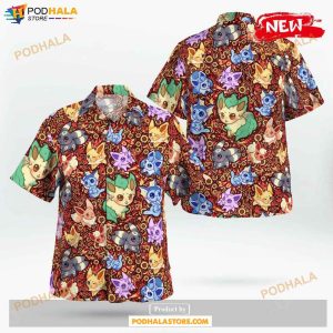 Eevee Evolution Seamless Pattern Design Hawaiian Shirt