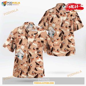 Eevee Seamless Pattern Design Hawaiian Shirt