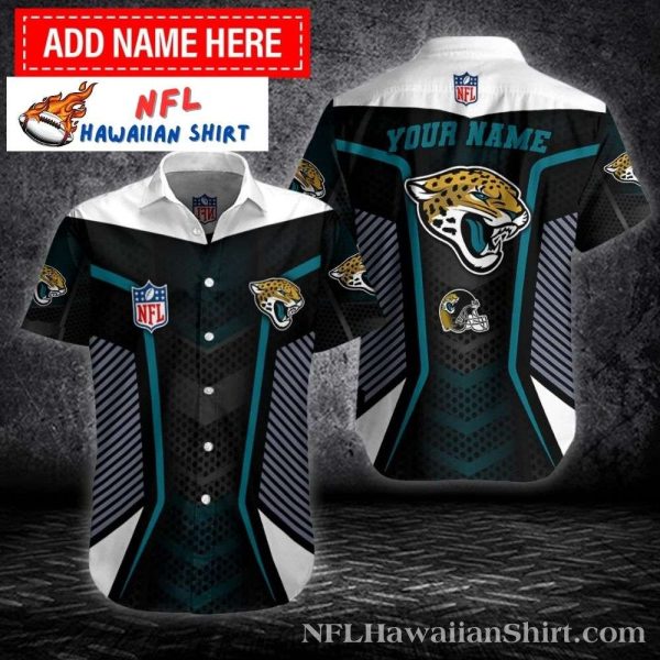 Elegant Striped Prowess – Personalized NFL Jacksonville Jaguars Hawaiian Shirt