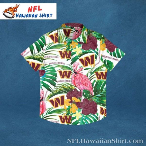 Exotic Paradise – Washington Commanders Tropical Hawaiian Shirt With Pink Flora