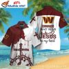 Faith And Football – Commanders Aloha Shirt With Cross And Jesus Imprint