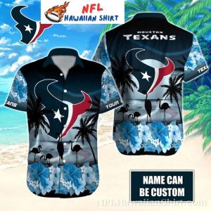 Flamingo Field Goal Houston Texans Hawaiian Shirt – Customizable Blue Floral