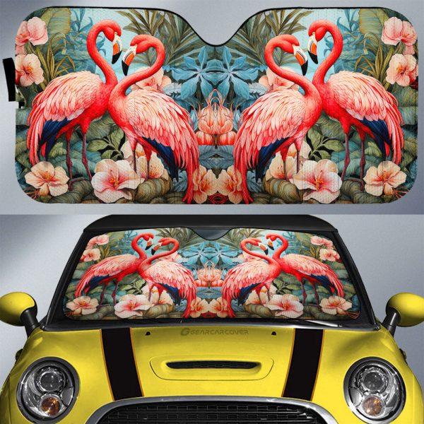 Flamingo Mixed Floral Car Sunshade Custom Car Accessories