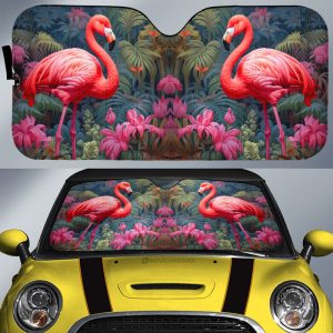 Flamingo Mixed Floral Car Sunshade Custom Car Accessories