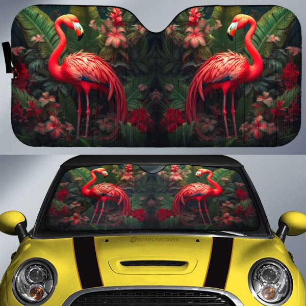 Flamingo Mixed Floral Car Sunshade Custom Car Accessories