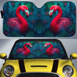 Flamingo Mixed Floral Car Sunshade Custom Car Accessories