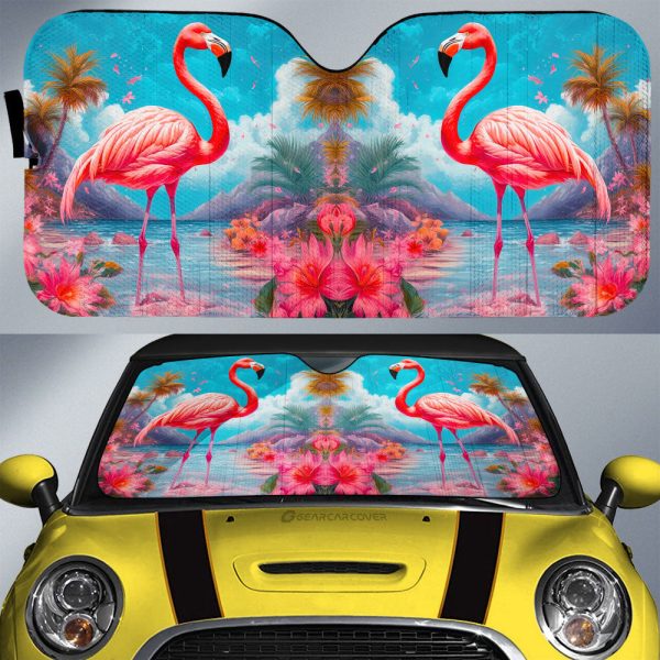 Flamingo Mixed Floral Car Sunshade Custom Car Accessories