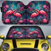 Flamingo Mixed Floral Car Sunshade Custom Car Accessories