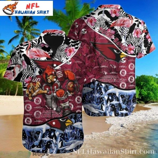 Floral Frenzy Arizona Cardinals Hawaiian Shirt – Exotic Bird Helmets Edition