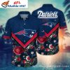 Floral Playbook V-Neck New England Patriots Hawaiian Shirt