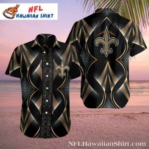 Gold On Black Angular – New Orleans Saints Sharp Hawaiian Shirt