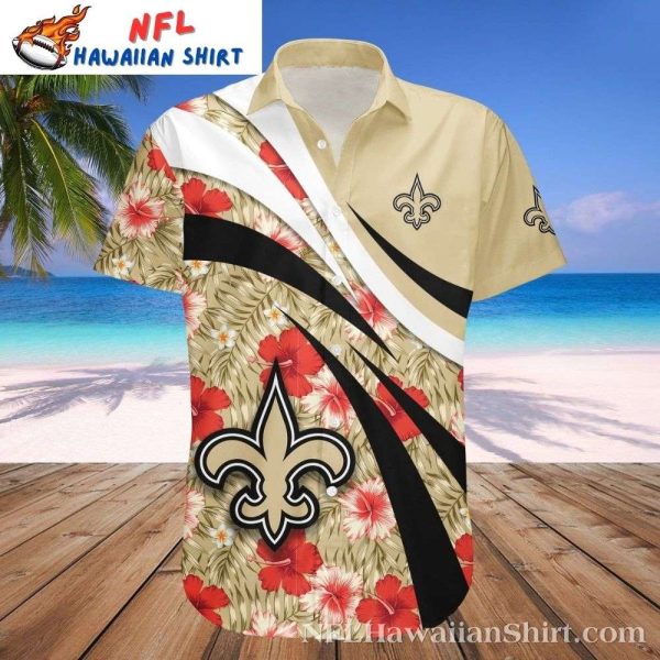 Golden Hibiscus Breeze New Orleans Saints Tropical Hawaiian Shirt