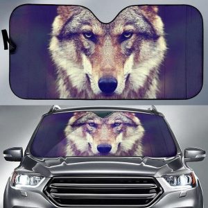 Gray Wolf Car Sunshade Custom Cool Car Interior Accessories