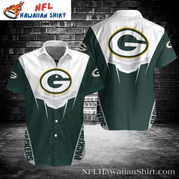 Green Bay Packers Geometric White Green Hawaiian Shirt