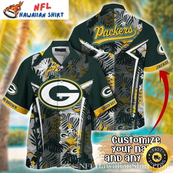 Green Bay Tropical Palm Fronds Packers Personalized Hawaiian Shirt