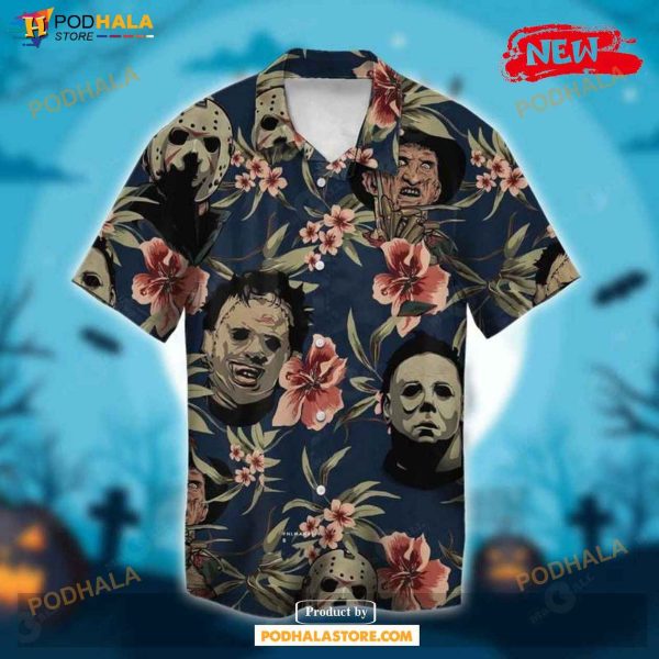 Halloween Michael Myers Jason Voorhees Freddy Krueger Leatherface Hawaiian Shirt