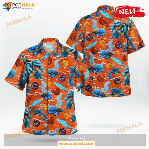 Halloween Squirtle Evolution Pattern Design Hawaiian Shirt