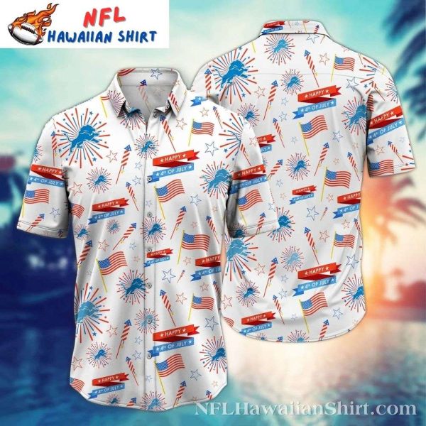 Happy 4th Of July Firework Frenzy Detroit Lions Hawaiian Shirt