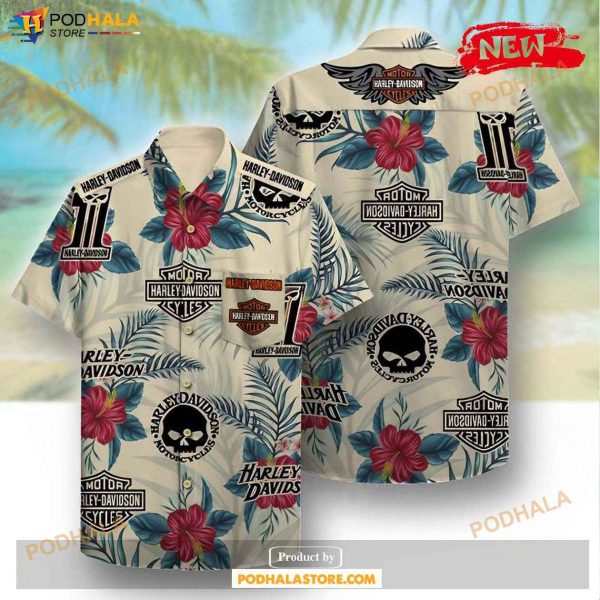 Hd Inspiration Harley Davidson Fan Floral Tropical Design Hawaiian Shirt