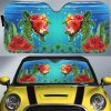 Hibiscus Plumeria Flower Turtle Car Sunshade Custom Sea Animal Car Accessories