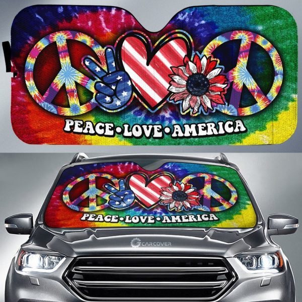 Hippie Sunflower Tie Dye Car Sunshade Custom Peace Love America Car Accessories Meaningful Gifts