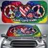 Hippie Tie Dye Car Sunshade Custom Peace Love Paw US Flag Car Accessories Great