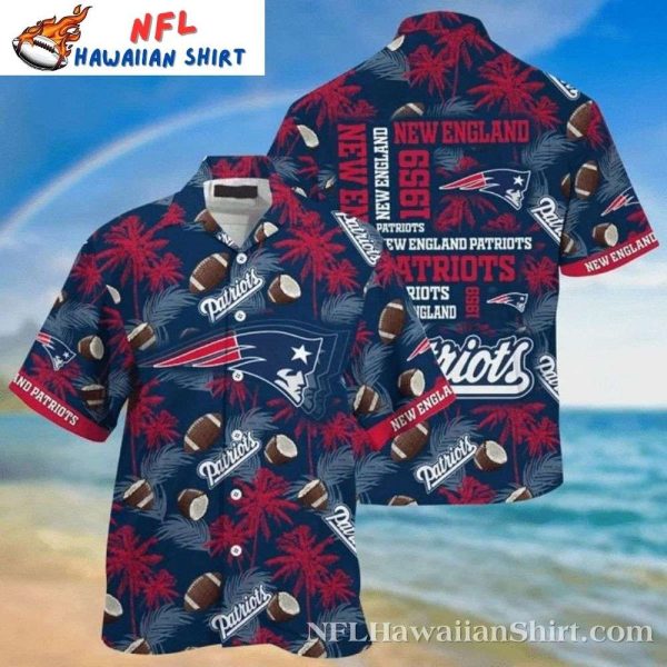 Historic Gridiron Palms New England Patriots Hawaiian Shirt – Legacy Navy Print Aloha Edition