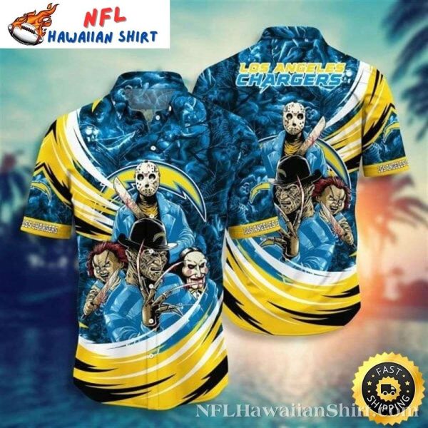 Horror Movie Character Los Angeles Chargers Tropical Hawaiian Shirt