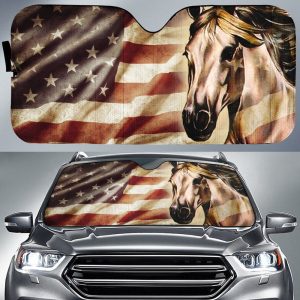 Horse Car Sunshade Custom American Flag Car Accessories