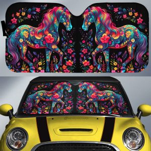 Horse Floral Car Sunshade Custom Car Accessories