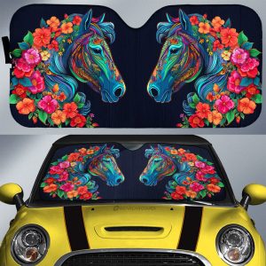 Horse Floral Car Sunshade Custom Car Accessories