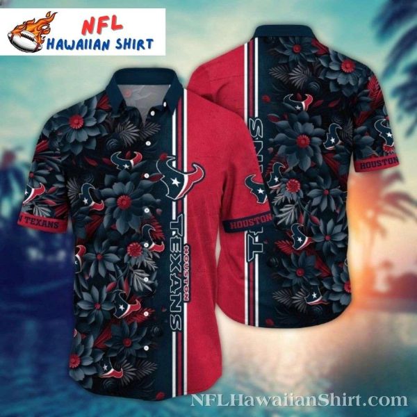 Houston Texans Classic Floral Sideline Hawaiian Shirt – Contrast Red Sleeve