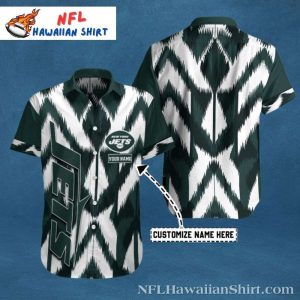 Icy Zigzag Personalized New York Jets Fan Aloha Shirt