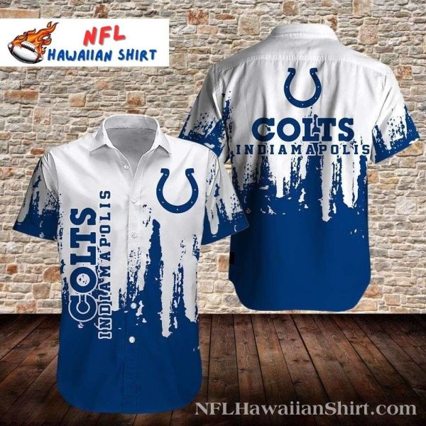 Indianapolis Colts Splash Art – Abstract Blue And White Hawaiian Shirt