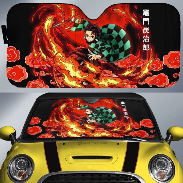 Kamado Tanjiro Car Sunshade Custom Sun Breathing Skill Car Accessories