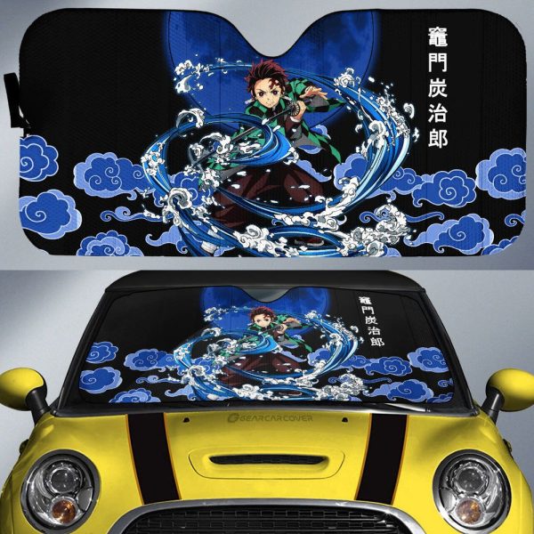 Kamado Tanjiro Car Sunshade Custom Water Breathing Skill Demon Slayer Anime Car Accessories