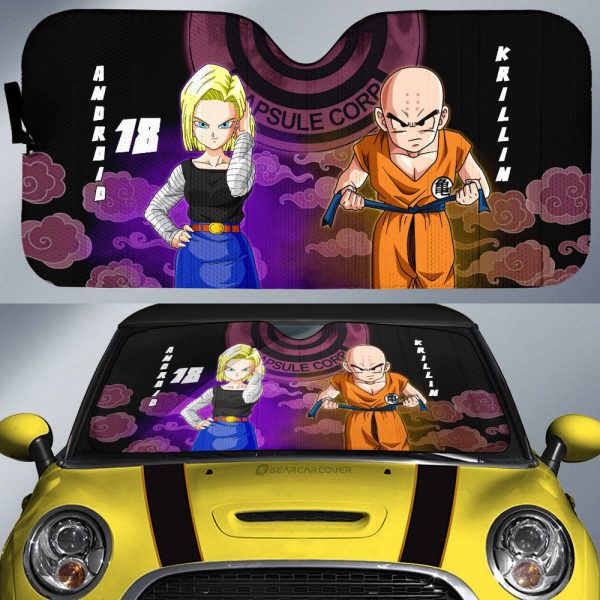 Krillin And Android 18 Car Sunshade Custom Car Accessories