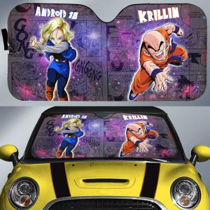 Krillin And Android 18 Car Sunshade Custom Car Accessories Galaxy Style