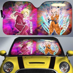 Krillin And Android 18 Car Sunshade Custom Dragon Ball Anime Car Accessories